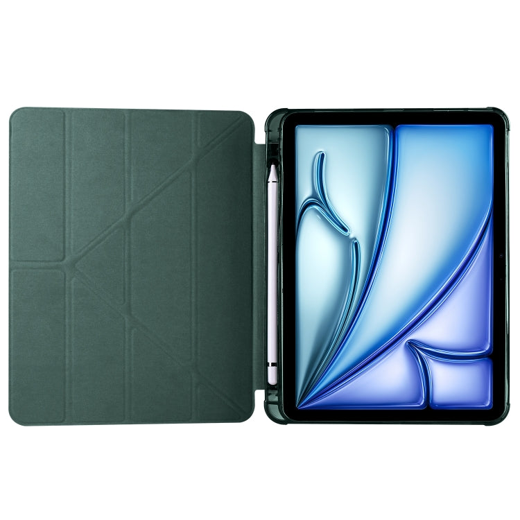 For iPad Air 11 2025 / 2024 Multi-folding TPU Leather Smart Tablet Case with Pen Slot(Pine Green) - iPad Air 11 2025 / 2024 Cases by PMC TechLife | Online Shopping South Africa | PMC TechLife | Buy Now Pay Later Mobicred