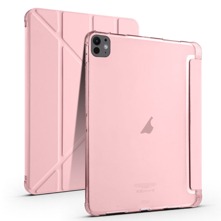 For iPad Pro 11 2024 Multi-folding TPU Leather Smart Tablet Case with Pen Slot(Pink) - free shipping - PMC TechLife - Order now!