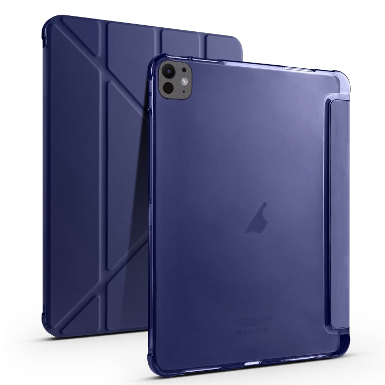 For iPad Pro 11 2024 Multi-folding TPU Leather Smart Tablet Case with Pen Slot(Dark Blue) - iPad Pro 11 2024 Cases by PMC TechLife | Online Shopping South Africa | PMC TechLife | Buy Now Pay Later Mobicred