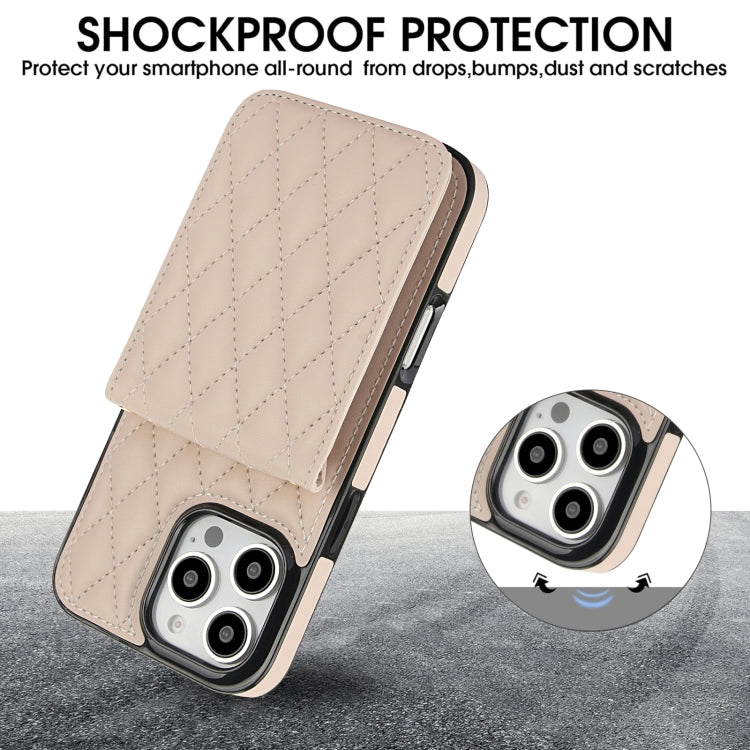 For iPhone 16 Pro Max YM015 Crossbody Rhombic Card Bag RFID Phone Case(White) - iPhone 16 Pro Max Cases by PMC TechLife | Online Shopping South Africa | PMC TechLife | Buy Now Pay Later Mobicred