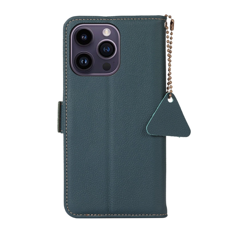 For iPhone 16 Pro Max Side-Magnetic TJ Genuine Leather RFID Phone Case(Green) - free shipping - PMC TechLife - Order now!
