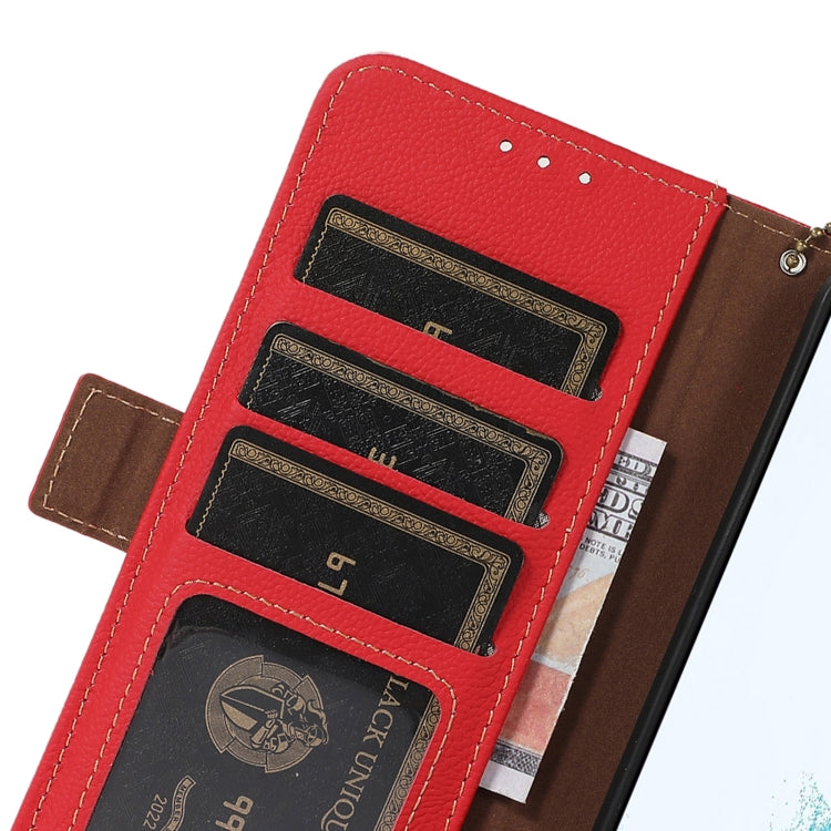 For iPhone 16 Side-Magnetic TJ Genuine Leather RFID Phone Case(Red) - iPhone 16 Cases by PMC TechLife | Online Shopping South Africa | PMC TechLife | Buy Now Pay Later Mobicred