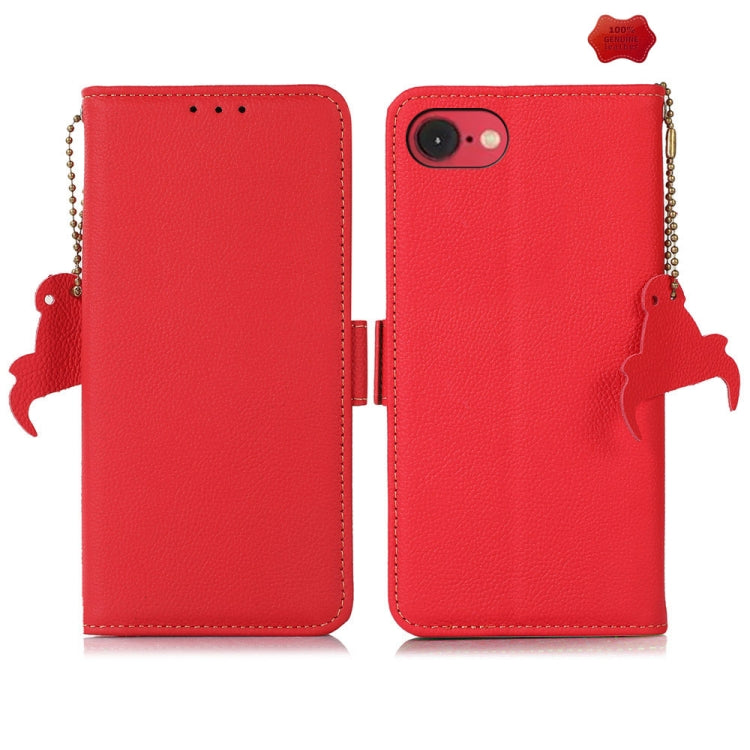 For iPhone 16e Side-Magnetic TJ Genuine Leather RFID Phone Case(Red) - iPhone 16e Cases by PMC TechLife | Online Shopping South Africa | PMC TechLife | Buy Now Pay Later Mobicred