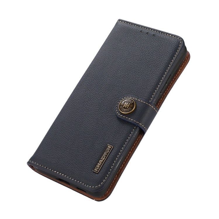 For iPhone 16 Pro KHAZNEH Custer Genuine Leather RFID Phone Case(Blue) - iPhone 16 Pro Cases by PMC TechLife | Online Shopping South Africa | PMC TechLife | Buy Now Pay Later Mobicred