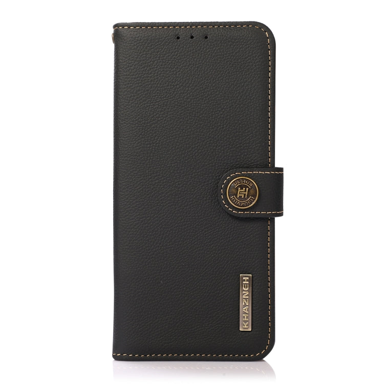 For iPhone 16 Plus KHAZNEH Custer Genuine Leather RFID Phone Case(Black) - iPhone 16 Plus Cases by PMC TechLife | Online Shopping South Africa | PMC TechLife | Buy Now Pay Later Mobicred