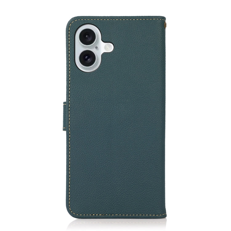 For iPhone 16 Plus KHAZNEH Custer Genuine Leather RFID Phone Case(Green) - free shipping - PMC TechLife - Order now!