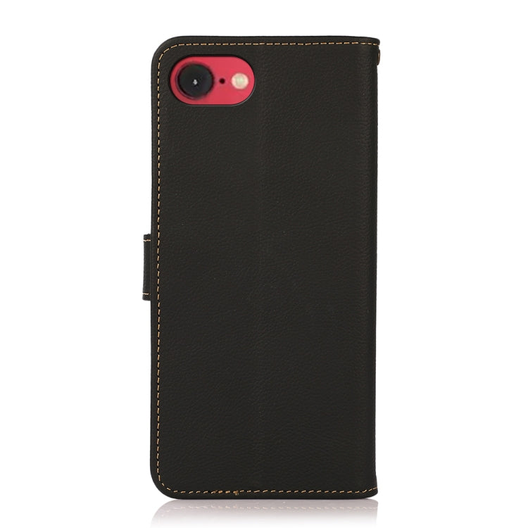 For iPhone SE 2024 KHAZNEH Custer Genuine Leather RFID Phone Case(Black) - More iPhone Cases by PMC TechLife | Online Shopping South Africa | PMC TechLife | Buy Now Pay Later Mobicred