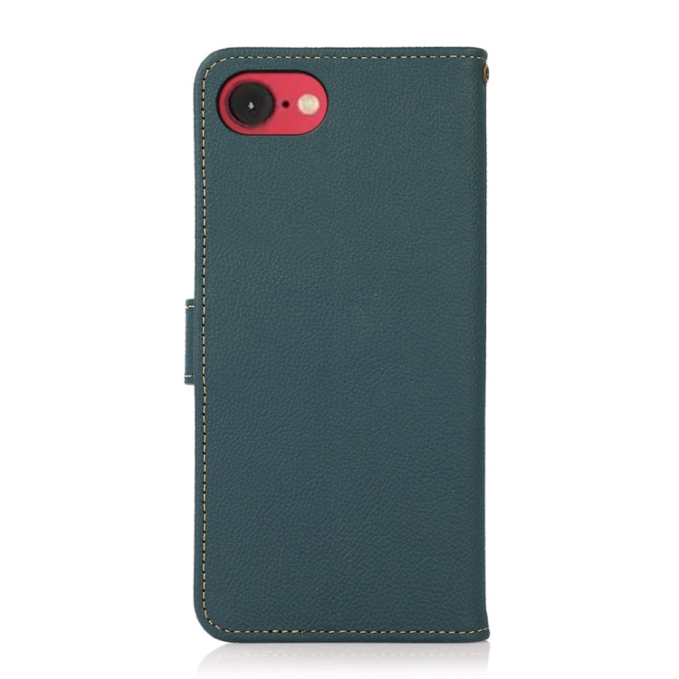 For iPhone 16e KHAZNEH Custer Genuine Leather RFID Phone Case(Green) - iPhone 16e Cases by PMC TechLife | Online Shopping South Africa | PMC TechLife | Buy Now Pay Later Mobicred