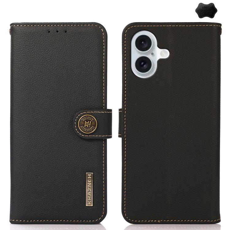 For iPhone 17 KHAZNEH Custer Genuine Leather RFID Phone Case(Black) - free shipping - PMc TechLife - Order now!