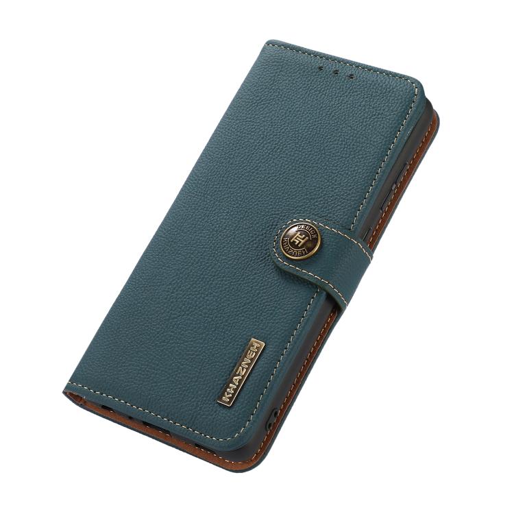 For iPhone 17 Pro KHAZNEH Custer Genuine Leather RFID Phone Case(Green) - free shipping - PMc TechLife - Order now!