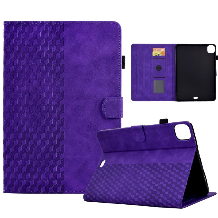 For iPad Pro 11 2024 Rhombus Embossed Leather Tablet Case(Purple) - iPad Pro 11 2024 Cases by PMC TechLife | Online Shopping South Africa | PMC TechLife | Buy Now Pay Later Mobicred