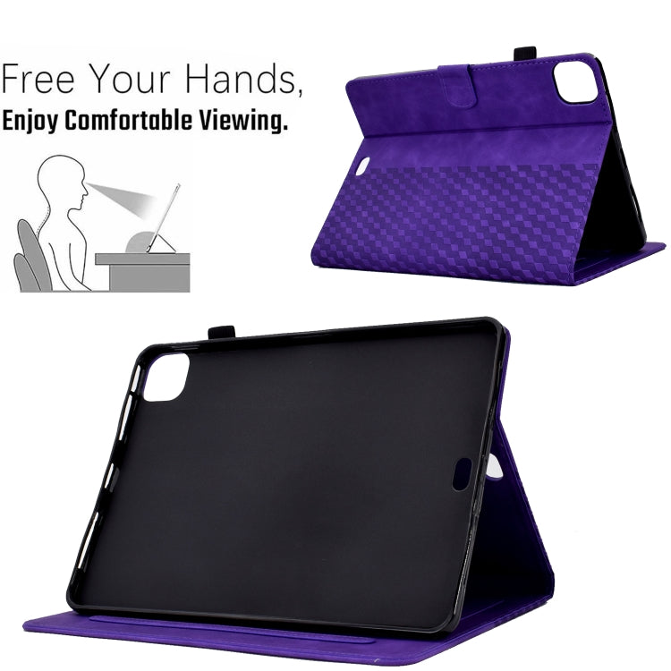 For iPad Pro 11 2024 Rhombus Embossed Leather Tablet Case(Purple) - iPad Pro 11 2024 Cases by PMC TechLife | Online Shopping South Africa | PMC TechLife | Buy Now Pay Later Mobicred
