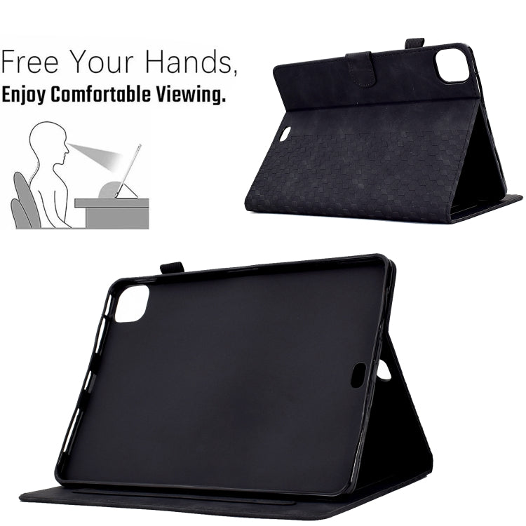 For iPad Pro 11 2024 Rhombus Embossed Leather Tablet Case(Black) - iPad Pro 11 2024 Cases by PMC TechLife | Online Shopping South Africa | PMC TechLife | Buy Now Pay Later Mobicred