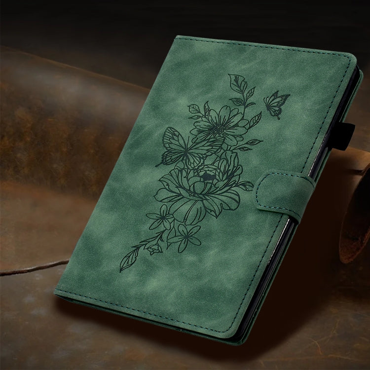 For iPad Pro 11 2024 Peony Butterfly Embossed Leather Smart Tablet Case(Green) - iPad Pro 11 2024 Cases by PMC TechLife | Online Shopping South Africa | PMC TechLife | Buy Now Pay Later Mobicred