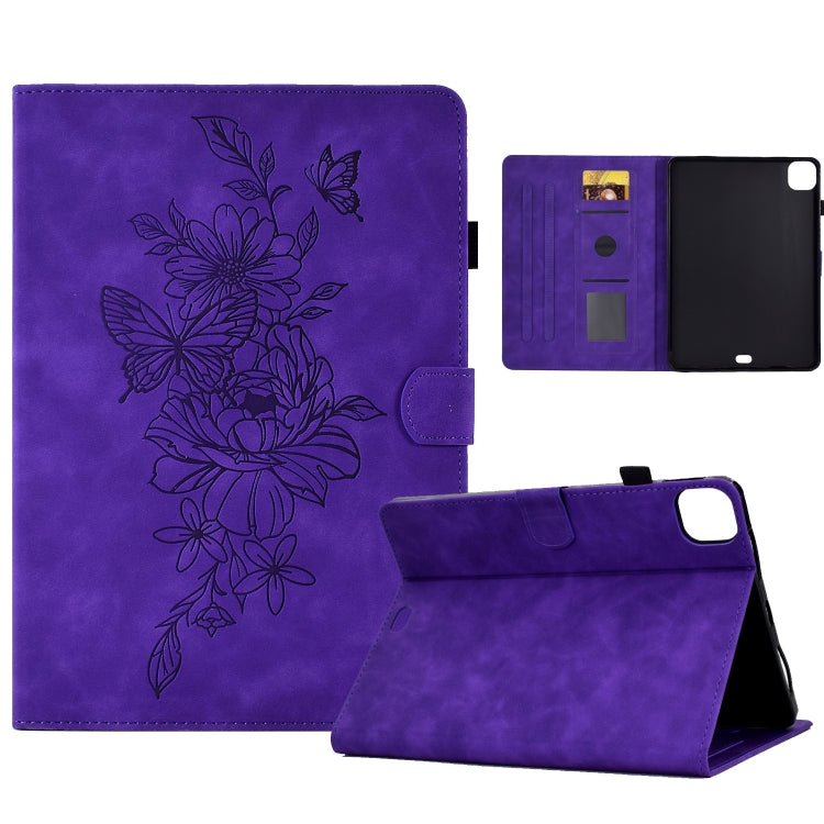 For iPad Pro 11 2024 Peony Butterfly Embossed Leather Smart Tablet Case(Purple) - iPad Pro 11 2024 Cases by PMC TechLife | Online Shopping South Africa | PMC TechLife | Buy Now Pay Later Mobicred