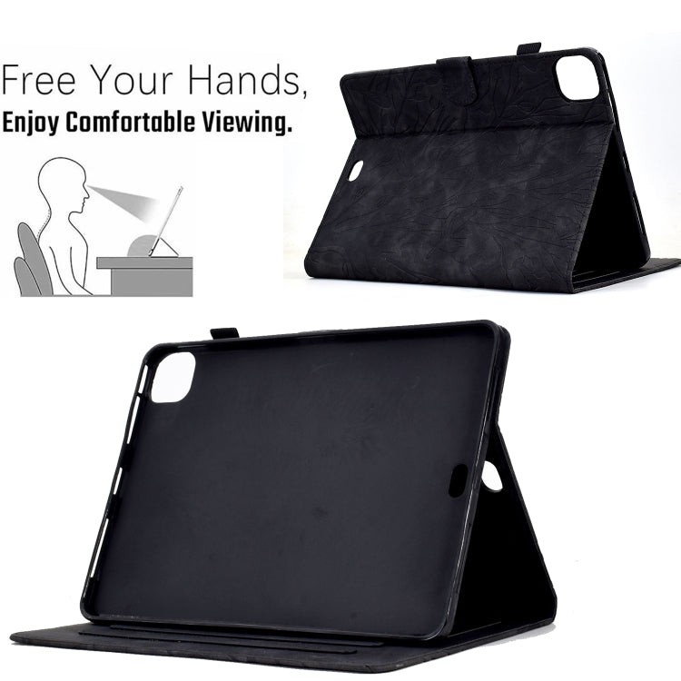 For iPad Pro 11 2024 Fortune Tree Embossed Leather Smart Tablet Case(Black) - iPad Pro 11 2024 Cases by PMC TechLife | Online Shopping South Africa | PMC TechLife | Buy Now Pay Later Mobicred