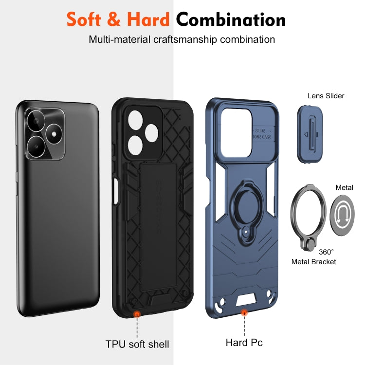 For Realme C53 / C51 / Narzo N53 Camshield Ring Holder Phone Case(Royal Blue) - Realme Cases by PMC TechLife | Online Shopping South Africa | PMC TechLife | Buy Now Pay Later Mobicred