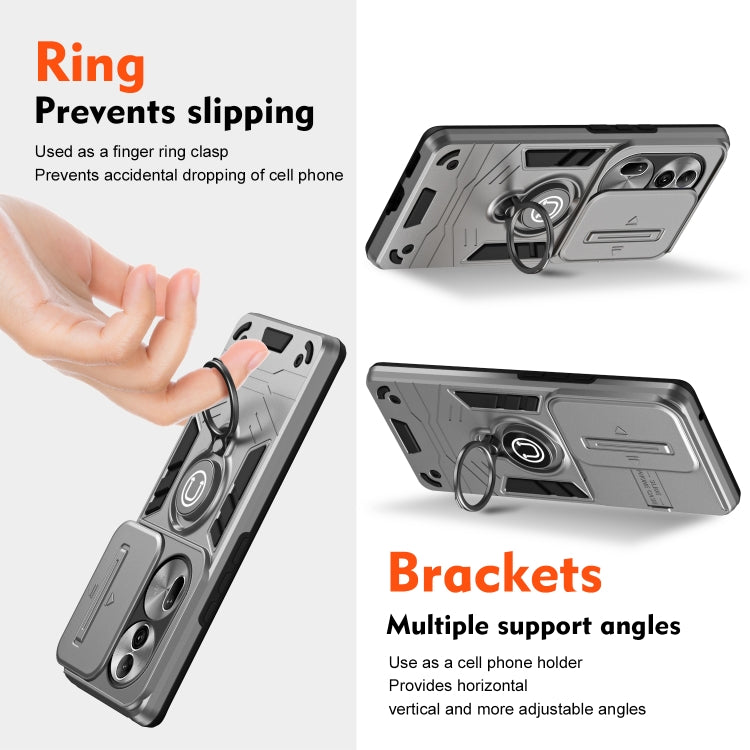 For OPPO Reno11 Pro Global Camshield Ring Holder Phone Case(Grey) - Reno11 Pro Cases by PMC TechLife | Online Shopping South Africa | PMC TechLife | Buy Now Pay Later Mobicred