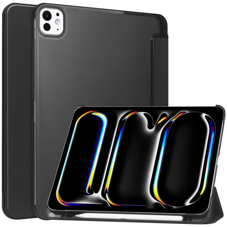 For iPad Pro 11 2024 3-fold Semi-transparent Frosted Smart Leather Tablet Case(Black) - iPad Pro 11 2024 Cases by PMC TechLife | Online Shopping South Africa | PMC TechLife | Buy Now Pay Later Mobicred