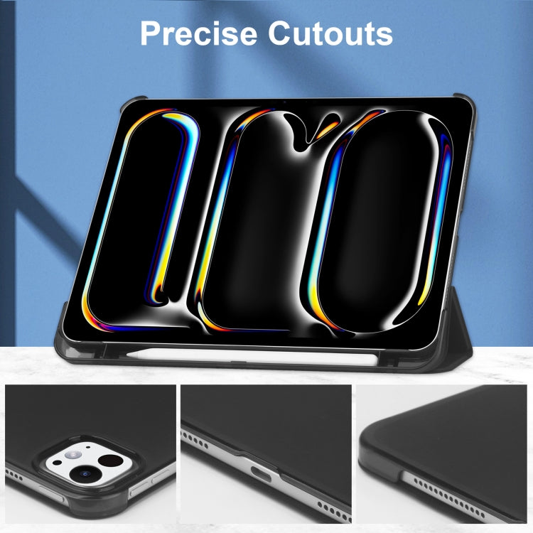 For iPad Pro 11 2024 3-fold Semi-transparent Frosted Smart Leather Tablet Case(Black) - iPad Pro 11 2024 Cases by PMC TechLife | Online Shopping South Africa | PMC TechLife | Buy Now Pay Later Mobicred