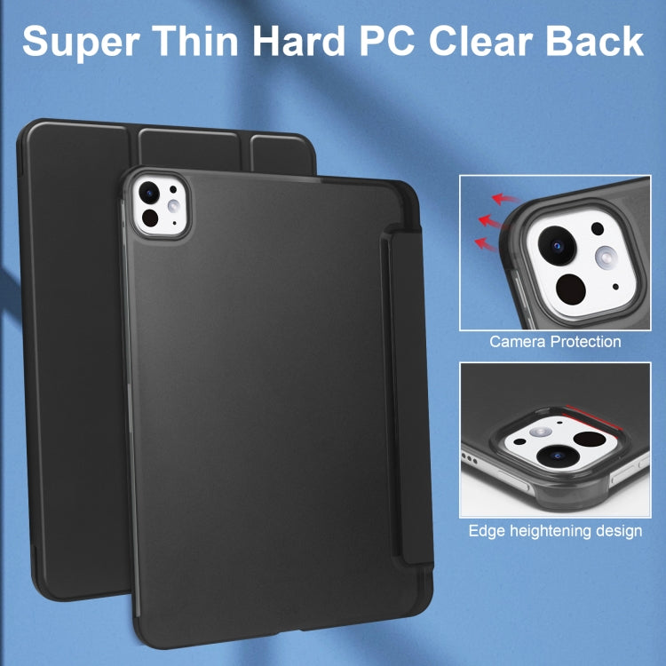 For iPad Pro 11 2024 3-fold Semi-transparent Frosted Smart Leather Tablet Case(Black) - iPad Pro 11 2024 Cases by PMC TechLife | Online Shopping South Africa | PMC TechLife | Buy Now Pay Later Mobicred