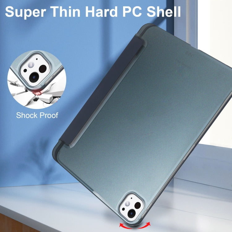 For iPad Pro 11 2024 3-fold Semi-transparent Frosted Smart Leather Tablet Case(Dark Blue) - iPad Pro 11 2024 Cases by PMC TechLife | Online Shopping South Africa | PMC TechLife | Buy Now Pay Later Mobicred