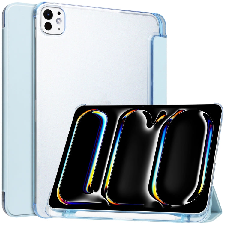 For iPad Pro 11 2024 3-fold Semi-transparent Frosted Smart Leather Tablet Case(Sky Blue) - iPad Pro 11 2024 Cases by PMC TechLife | Online Shopping South Africa | PMC TechLife | Buy Now Pay Later Mobicred