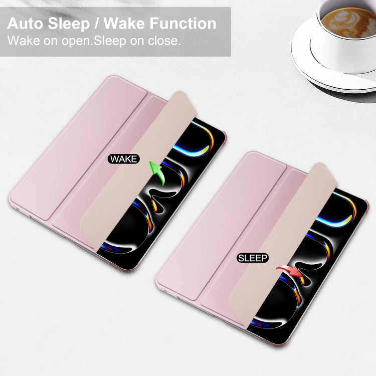 For iPad Pro 11 2024 3-fold Semi-transparent Frosted Smart Leather Tablet Case(Rose Gold) - iPad Pro 11 2024 Cases by PMC TechLife | Online Shopping South Africa | PMC TechLife | Buy Now Pay Later Mobicred
