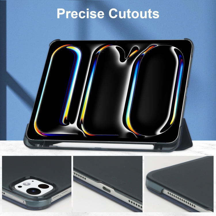 For iPad Pro 13 2024 3-fold Semi-transparent Frosted Smart Leather Tablet Case(Dark Blue) - iPad Pro 13 2024 Cases by PMC TechLife | Online Shopping South Africa | PMC TechLife | Buy Now Pay Later Mobicred