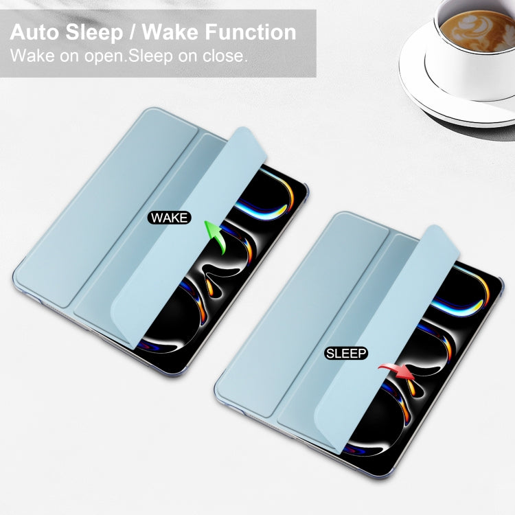 For iPad Pro 13 2024 3-fold Semi-transparent Frosted Smart Leather Tablet Case(Sky Blue) - iPad Pro 13 2024 Cases by PMC TechLife | Online Shopping South Africa | PMC TechLife | Buy Now Pay Later Mobicred