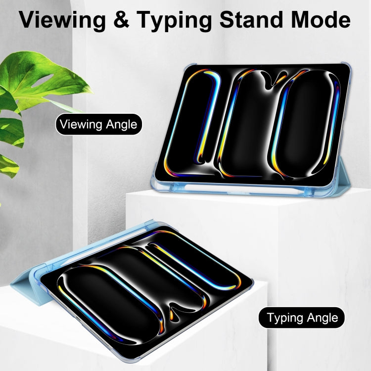 For iPad Pro 13 2024 3-fold Semi-transparent Frosted Smart Leather Tablet Case(Sky Blue) - iPad Pro 13 2024 Cases by PMC TechLife | Online Shopping South Africa | PMC TechLife | Buy Now Pay Later Mobicred