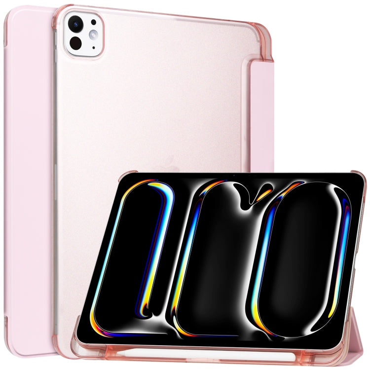 For iPad Pro 13 2024 3-fold Semi-transparent Frosted Smart Leather Tablet Case(Rose Gold) - iPad Pro 13 2024 Cases by PMC TechLife | Online Shopping South Africa | PMC TechLife | Buy Now Pay Later Mobicred