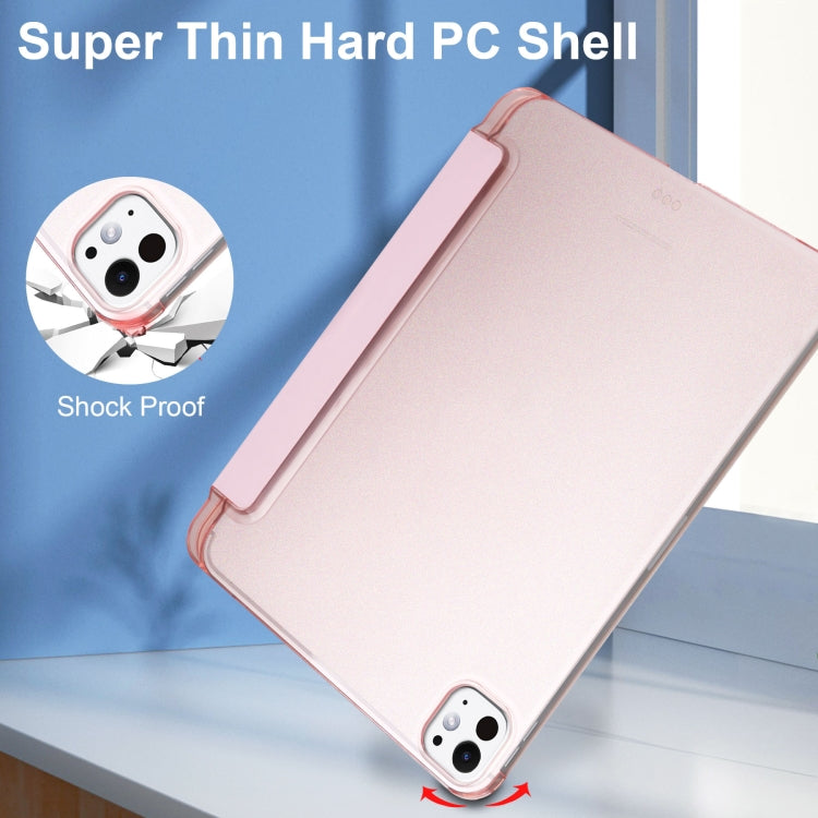 For iPad Pro 13 2024 3-fold Semi-transparent Frosted Smart Leather Tablet Case(Rose Gold) - iPad Pro 13 2024 Cases by PMC TechLife | Online Shopping South Africa | PMC TechLife | Buy Now Pay Later Mobicred