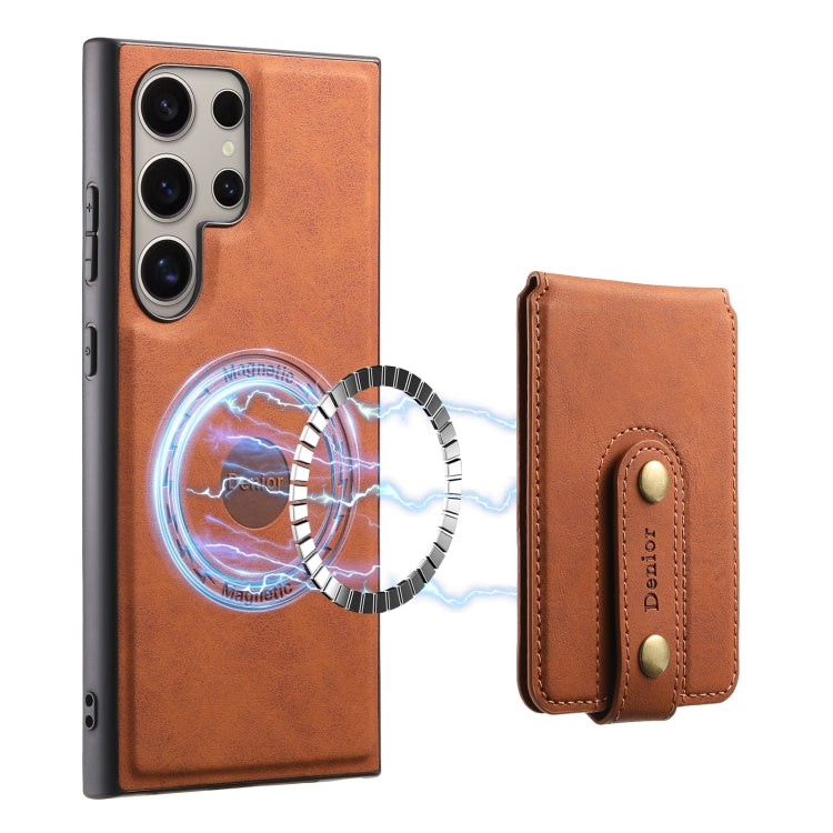 For Samsung Galaxy S24 Ultra 5G Denior D14 NK Retro Pattern MagSafe Magnetic Card Holder Leather Phone Case(Brown) - free shipping - PMC Jewellery - Order now!