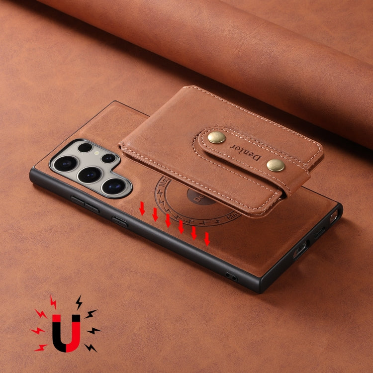 For Samsung Galaxy S24 Ultra 5G Denior D14 NK Retro Pattern MagSafe Magnetic Card Holder Leather Phone Case(Brown) - free shipping - PMC Jewellery - Order now!
