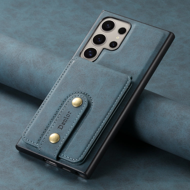 For Samsung Galaxy S24 Ultra 5G Denior D14 NK Retro Pattern MagSafe Magnetic Card Holder Leather Phone Case(Blue) - free shipping - PMC Jewellery - Order now!