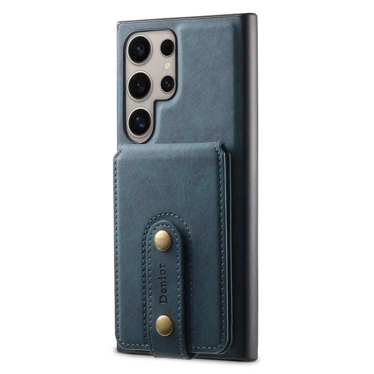 For Samsung Galaxy S24 Ultra 5G Denior D14 NK Retro Pattern MagSafe Magnetic Card Holder Leather Phone Case(Blue) - free shipping - PMC Jewellery - Order now!