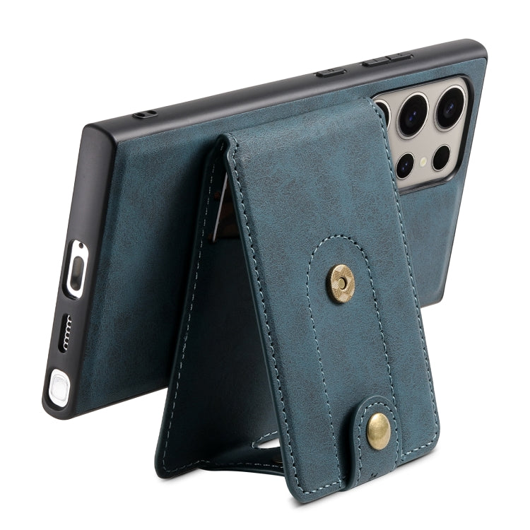 For Samsung Galaxy S24 Ultra 5G Denior D14 NK Retro Pattern MagSafe Magnetic Card Holder Leather Phone Case(Blue) - free shipping - PMC Jewellery - Order now!