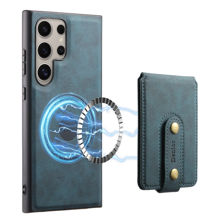 For Samsung Galaxy S24 Ultra 5G Denior D14 NK Retro Pattern MagSafe Magnetic Card Holder Leather Phone Case(Blue) - free shipping - PMC Jewellery - Order now!