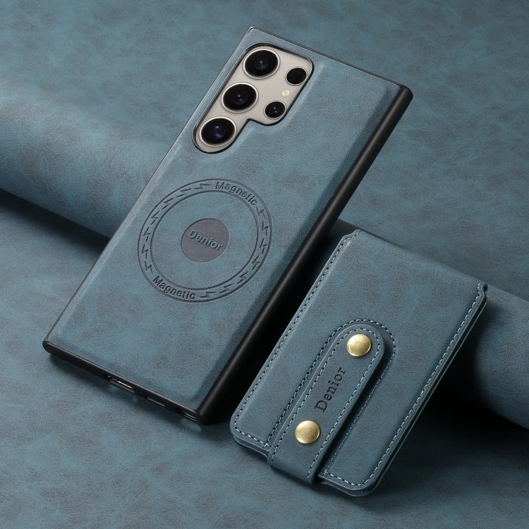 For Samsung Galaxy S24 Ultra 5G Denior D14 NK Retro Pattern MagSafe Magnetic Card Holder Leather Phone Case(Blue) - free shipping - PMC Jewellery - Order now!