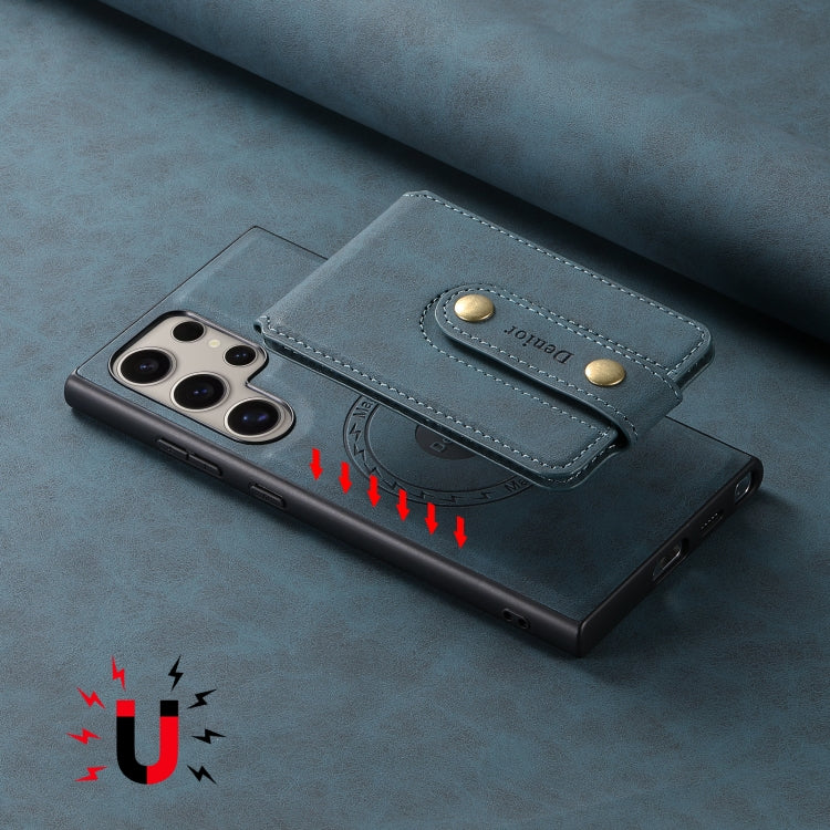For Samsung Galaxy S24 Ultra 5G Denior D14 NK Retro Pattern MagSafe Magnetic Card Holder Leather Phone Case(Blue) - free shipping - PMC Jewellery - Order now!