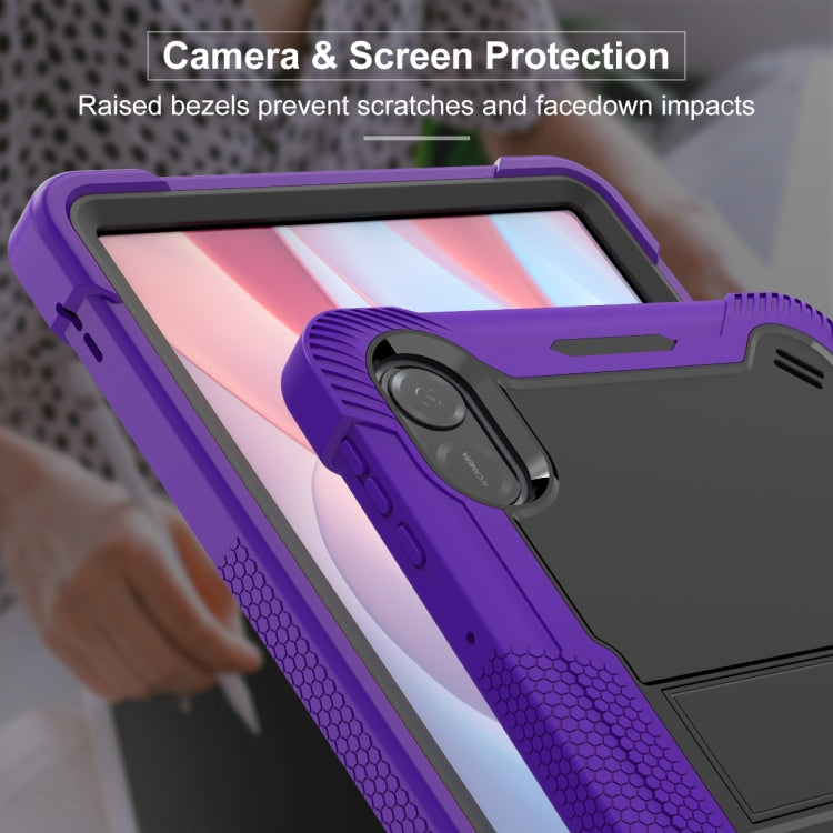 For Honor Pad X9 / X8 Pro Shockproof Silicone Hybrid PC Tablet Case with Holder(Black + Purple) - Honor by PMC TechLife | Online Shopping South Africa | PMC TechLife | Buy Now Pay Later Mobicred