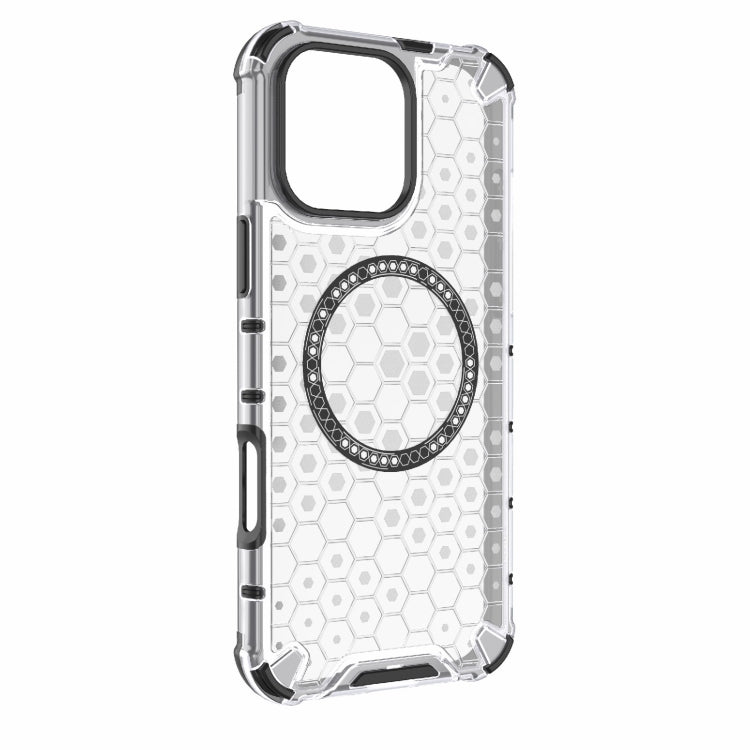 For iPhone 16 Pro Max Honeycomb Magnetic Ring Shockproof Phone Case(White) - iPhone 16 Pro Max Cases by PMC TechLife | Online Shopping South Africa | PMC TechLife | Buy Now Pay Later Mobicred