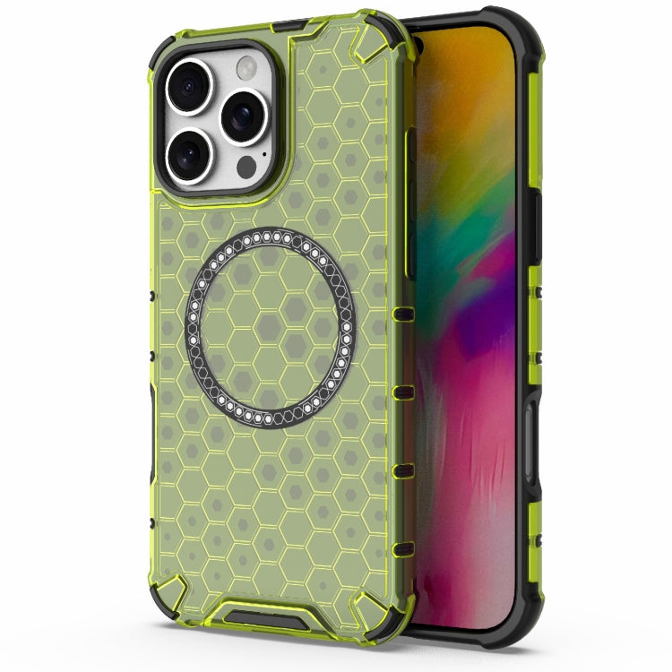 For iPhone 16 Pro Max Honeycomb Magnetic Ring Shockproof Phone Case(Green) - iPhone 16 Pro Max Cases by PMC TechLife | Online Shopping South Africa | PMC TechLife | Buy Now Pay Later Mobicred