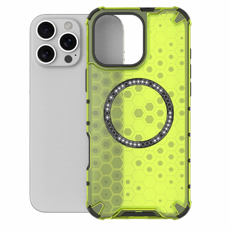 For iPhone 16 Pro Max Honeycomb Magnetic Ring Shockproof Phone Case(Green) - iPhone 16 Pro Max Cases by PMC TechLife | Online Shopping South Africa | PMC TechLife | Buy Now Pay Later Mobicred