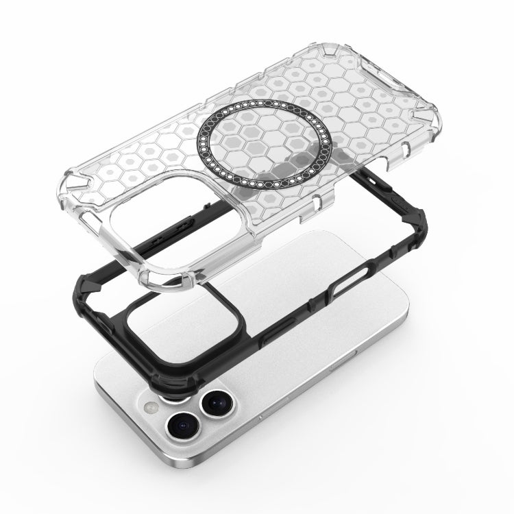 For iPhone 16 Pro Honeycomb Magnetic Ring Shockproof Phone Case(Red) - iPhone 16 Pro Cases by PMC TechLife | Online Shopping South Africa | PMC TechLife | Buy Now Pay Later Mobicred