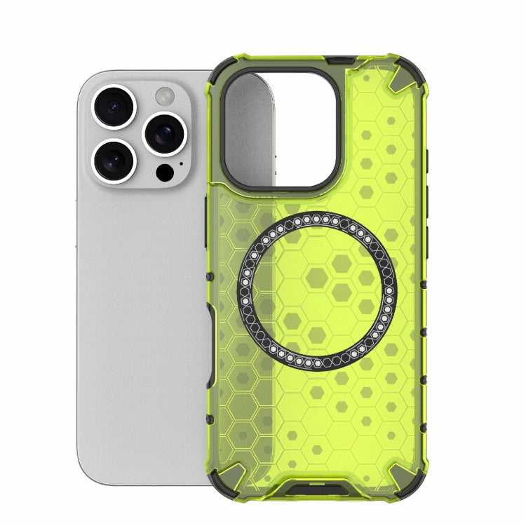 For iPhone 16 Pro Honeycomb Magnetic Ring Shockproof Phone Case(Green) - iPhone 16 Pro Cases by PMC TechLife | Online Shopping South Africa | PMC TechLife | Buy Now Pay Later Mobicred