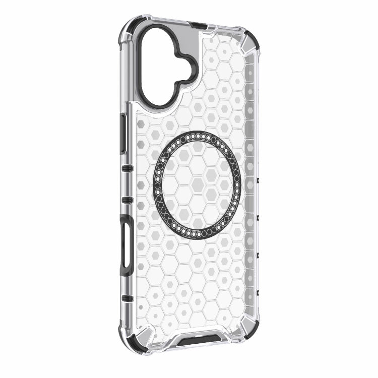 For iPhone 16 Plus Honeycomb Magnetic Ring Shockproof Phone Case(White) - iPhone 16 Plus Cases by PMC TechLife | Online Shopping South Africa | PMC TechLife | Buy Now Pay Later Mobicred