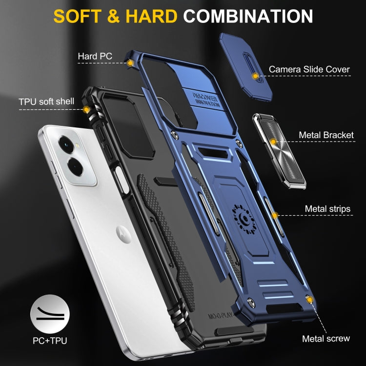 For Motorola Moto G Power 2024 Armor PC + TPU Camera Shield Phone Case(Navy Blue) - Motorola Cases by PMC Jewellery | Online Shopping South Africa | PMC Jewellery | Buy Now Pay Later Mobicred