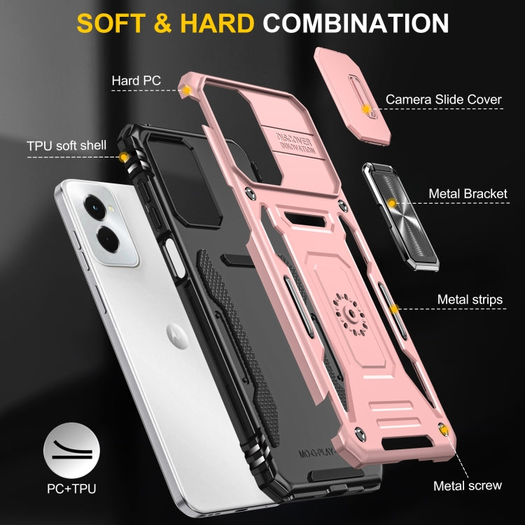 For Motorola Moto G Power 2024 Armor PC + TPU Camera Shield Phone Case(Rose Gold) - free shipping - PMC Jewellery - Order now!